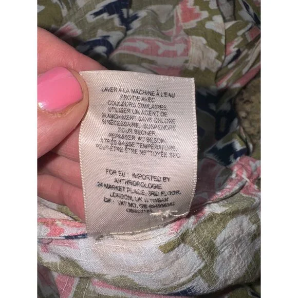 Maeve Anthropologie Floral Soana Ikat Pleated Blouse Top Sleeveless Top Sz 6 - Picture 10 of 11